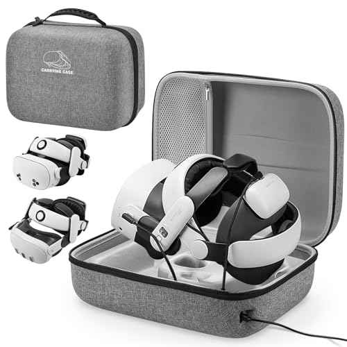 Jubor Funda de Gran Transporte Compatible con Quest 3S/3/2/Pico 4, Estuche Protectora Rígida Compatible con Kiwi Design/BOBOVR Battery Elite Strap y Otros Accesorios, Bolsa con Puerto de Carga
