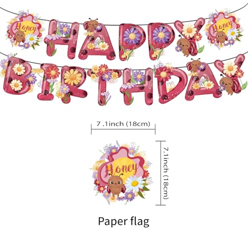 Image of LadyBug Birthday Decoration Set, Cute Cartoon Insect Happy Birthday Banner, Party Supplies with Banner, Hanging Swirl, Balloon, Cake Topper, Cupcake Topper
