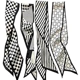 TEBIEKOY 4Pcs Fashion Scarves for Women, Multifunctional Boho Scarves Headbands Satin Scarf for Bag Hair Accessories