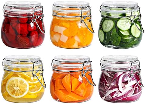 ComSaf 500 ml 6er Set Einmachgläser mit Bügelverschluss, Runde Weckgläser | Luftdichte Vorratsgläser für Küche, als Overnight Oats Gläser, Fermentierglas für Gemüse, platzsparend s