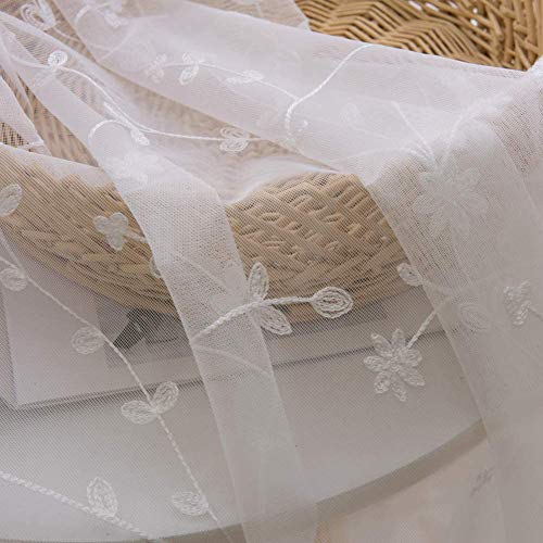 GJXY - Cortina de visillo de tul con tratamiento de cortina, bordada, con perforaciones elegantes, decoración de ventana, salón, balcón, dormitorio, 2 unidades, 150 x 185 cm