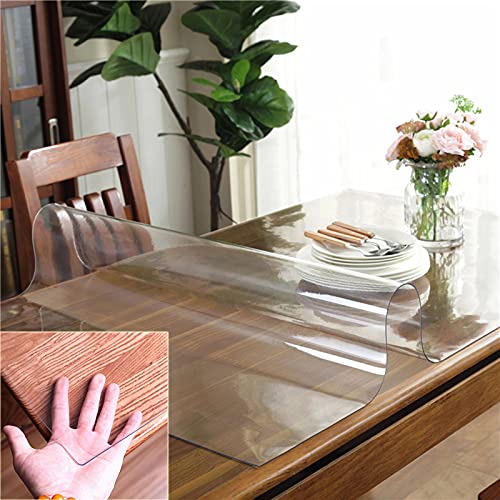 YHBZ Clear PVC Table Protector 2mm Thickness 120x180cm,Waterproof Transparent Table Cover,Dining Table Plastic Wear Tabletop Mats,Customizable,140140cm/5555in