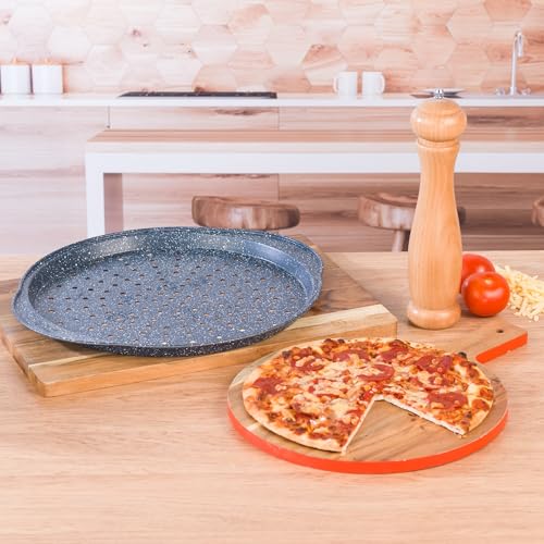 Russell Hobbs COMBO-5440 Nightfall Stone Pizza Tray and Roaster - Non-Stick Oven Trays, 37 cm Perforated Baking Pan with 38 cm Deep Roaster, Carbon Steel Ovenware, Oven Safe Up to 220°C, PFOA-Free - Image 8