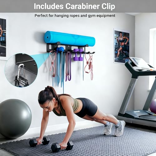 Gym Storage Organizer, Heavy Duty Wall Mount Rack for Resistance Bands, Yoga Mats, Jump Ropes | Multi-Purpose Sports Equipment Holder for Home Gym Organization by QREIHLPY - Image 3