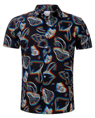 ALISISTER Men's Hawaiian Shirt Button Down Short Sleeve Shirts Funny Novelty Holiday Tops