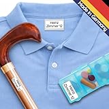 Wäscheetiketten für Pflegeheime & Altenheime (60 Stück, Weiß) - Namensschilder für Kleidung und Gegenstände sind waschmaschinenfest, Personalisiert zum Aufkleben