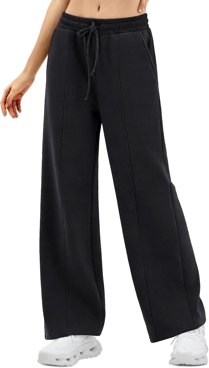 SINOPHANT Womens Wide Leg Sweatpants Light Fleece Lined Pants with Pockets Baggy Lounge 2026 Drawstring Athletic Joggers - Image 6