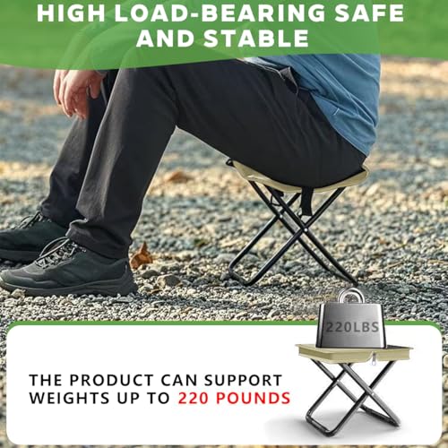 2-in-1 Collapsible Camping Stool & Sling Bag / 220LB Load Capacity Folding Portable Fishing Stool/Collapsible Stool for Camping, Hiking, Fishing, Gardening & Beach Outdoor Activities - Thumbnail 6