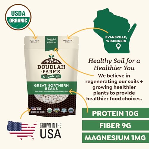Organic Great Northern Beans 5lb Bulk by Doudlah Farms - Farmed From Regenerative Soil - Tested Clean Certified - Vegan, Non-GMO, Grown In USA - Fiber & Protein for Soups, Burritos, Salads, and Chili - Image 5