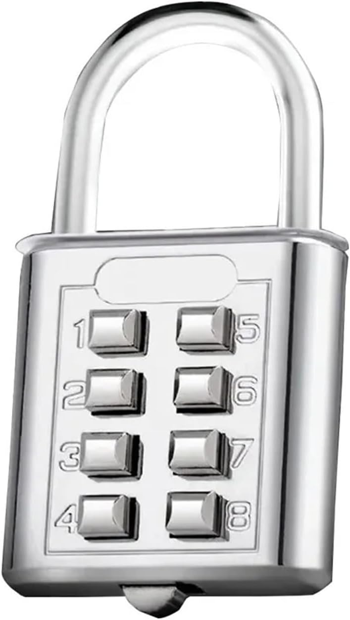 8 Digits Password Code Or Combination Padlock Zinc Alloy Suitcase Travel Luggage Keyed Smart Lock 1Pcs(Silver 1PCS)