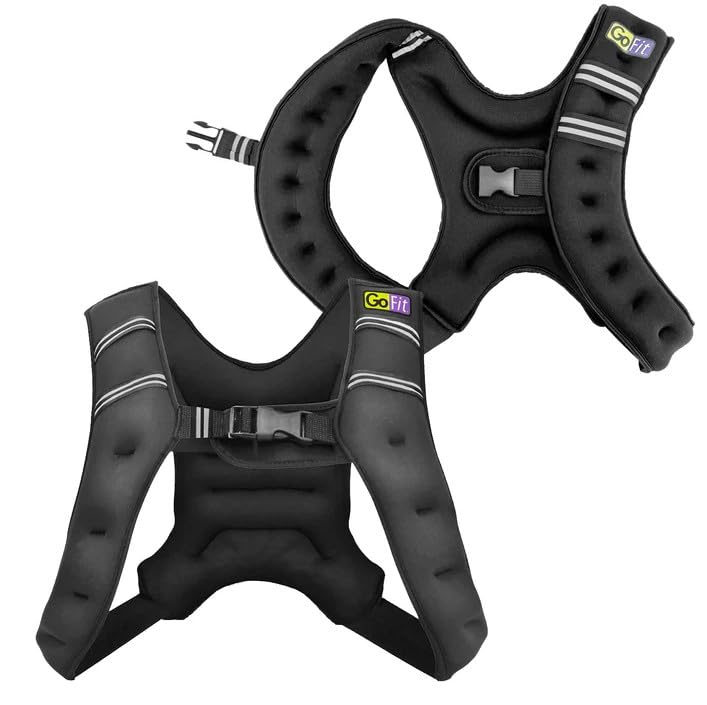 Image of GoFit Neoprene Weighted Vest for Men & Women, Even Weight Distribution, Padded Comfort Lining, Adjustable Heavy-Duty Buckle, Reflective Elastic Straps, Rear Mesh Pocket for Walking, Running & Resistance Training