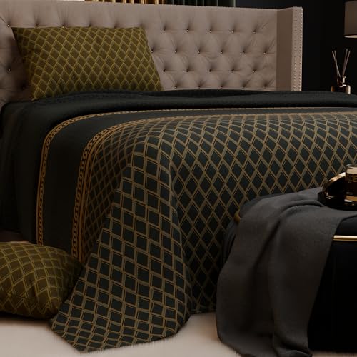 Image of Stoa Paris 100% Bamboo Cotton King Size Bedsheet with 2 Pillow Covers, 200TC Printed Bedding Set, Breathable, All-Season Comfort, Aesthetic Home Decor, Imperial Grandeur - Verde Empire (228cmx274cm)