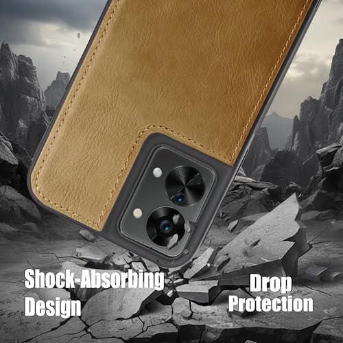 Image of Leather Case for OnePlus Nord 2T Premium Protective Stylish Slim Cover with Shockproof Raised Edges Brown