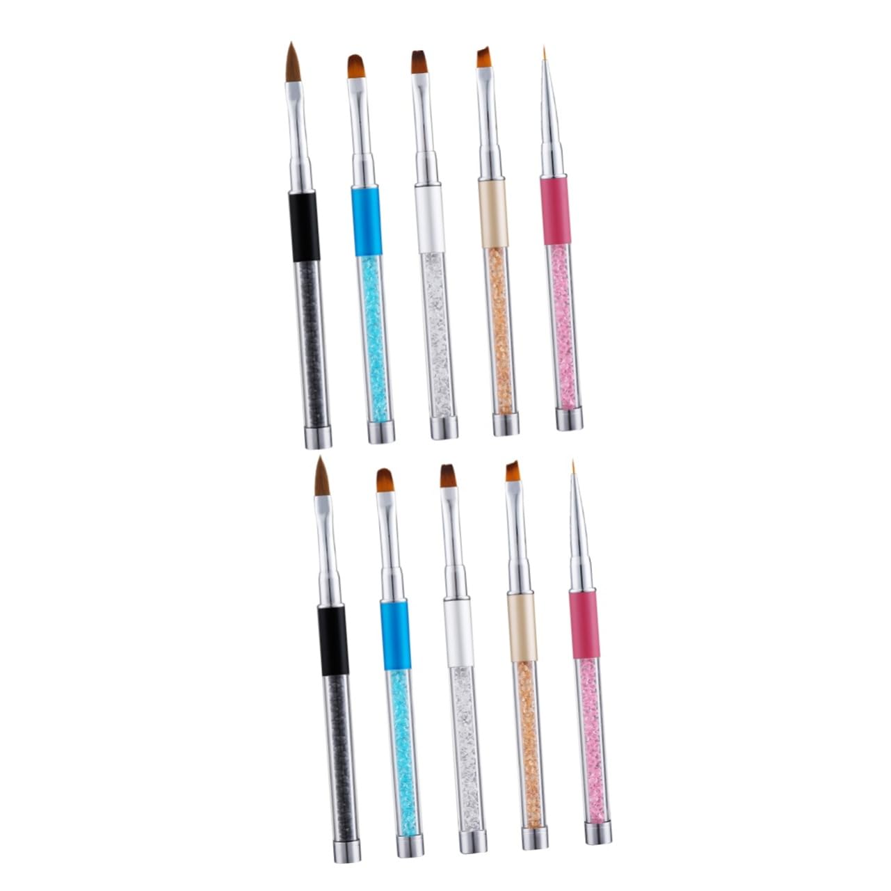 minkissy 2 Set Di Penne Per Nail Art in Acrilico Con Manico in Strass Set Di Strumenti Per Manicure Francese Per Salone Di Bellezza Domestico 5 Pezzi * 2