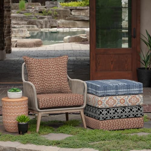 Image of Arden Deep Seat Outdoor Chair Cushion Set, 24 in x 24 in, Weather-Proof, Rain-Proof, Fade Resistant Patio Cushion Set for Chair, Sofa, and Couch Rust Red Brushed Texture