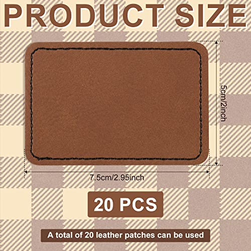 20Pcs Blank Leatherette Hat Patch With Hot Melt Adhesive Brown Rectangle Leather Patches Iron On Faux Leather Patches For Hats Canvas Bags Jeans Jackets Clothing Repairing Laser Supplies #TOP1