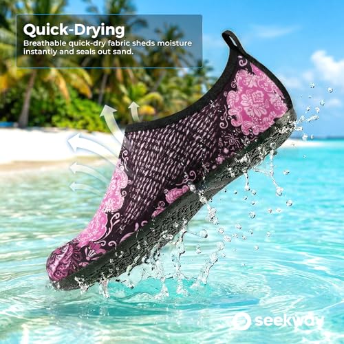Image of SEEKWAY Water Shoes Women Men Adult Quick-Dry Aqua Socks Barefoot Non Slip for Beach Swim River Pool Lake surf Black SK002(U)