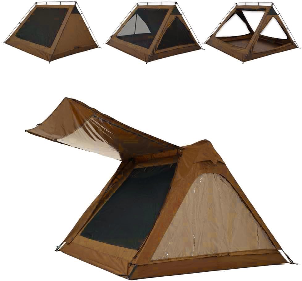 4 Person Canvas Tent with Full Rainfly&Footprint, Easy Set Up Breathable 4 Season FamilyTent for Winter Outdoor Glamping Car Camping