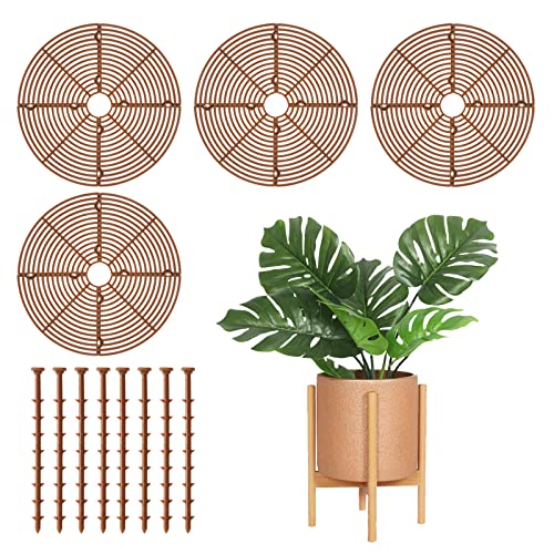 Ecmln 4 Pcs Plant Pot Grid With Center Cutout,11.8 Cuttable Grid Flower Pot Cover With 32 Stakes,Plastic Grid Plant Pot Cover Plant Flower Protector #TOP4