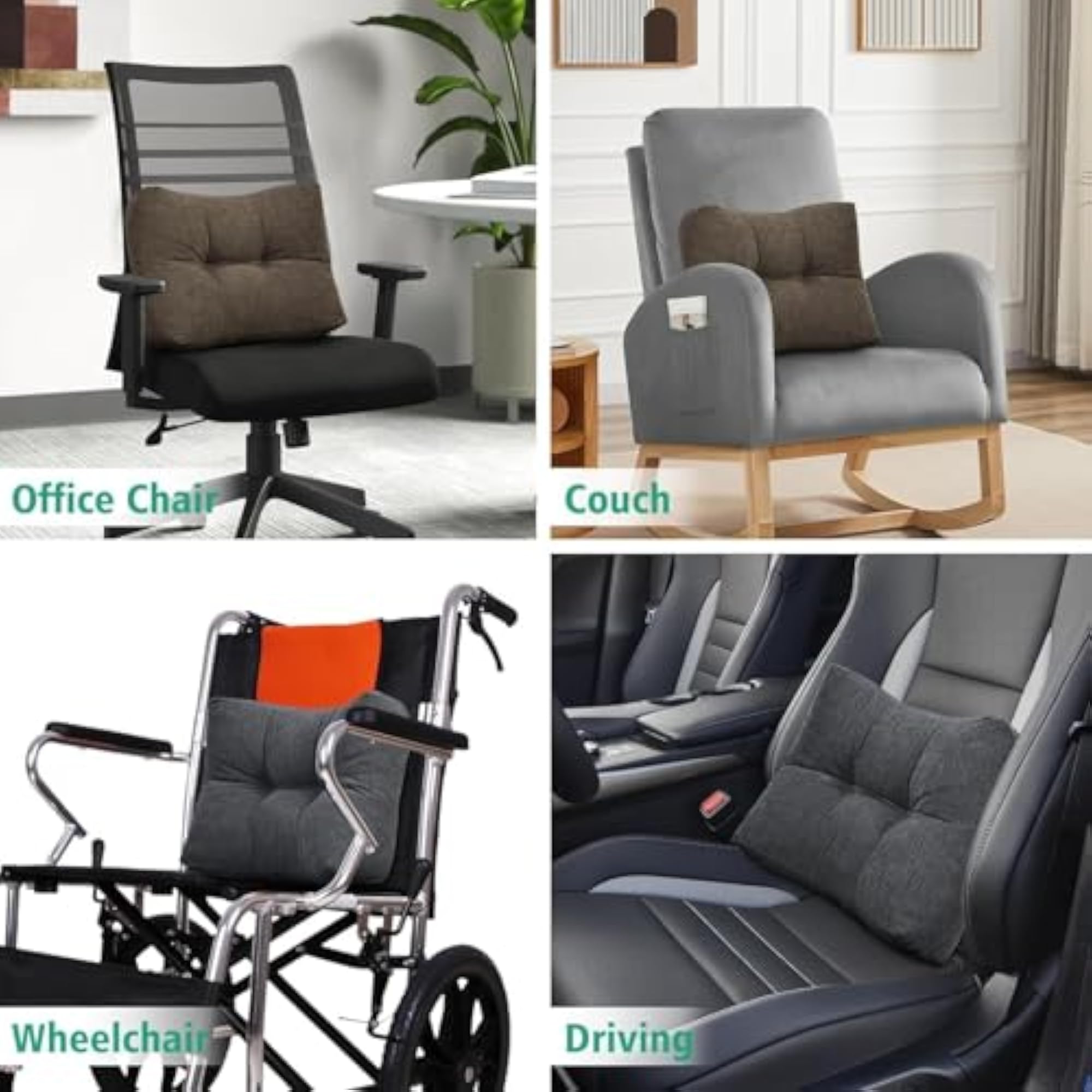 Lumbar Support Pillow for Office Chair, Memory Foam Back Support
