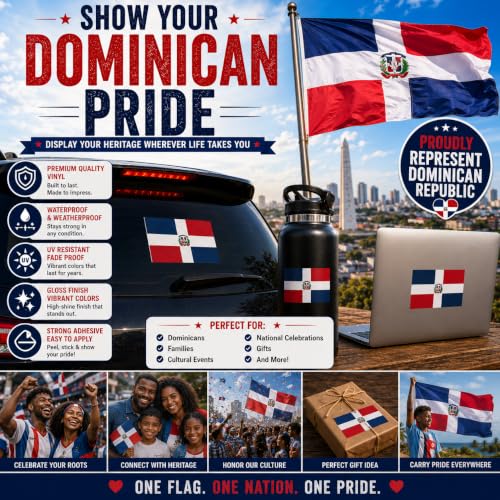 Image of Dominican Flag Vinyl Flag Stickers, Car Decals, Waterproof Indoor Outdoor, Laptop Stickers, Car Bumper, Bandera Dominicana, 5 x 3 Inches, Set of 3