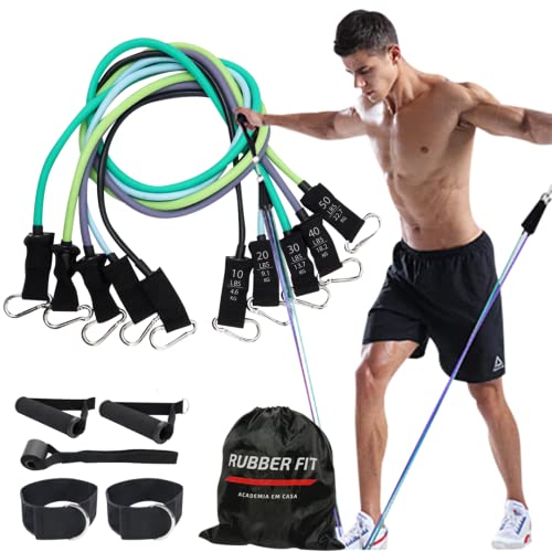 Loja Produto Extensor Elástico 29 Kit Elástico Para Treino Exercícios Malhar Musculação Academia em...