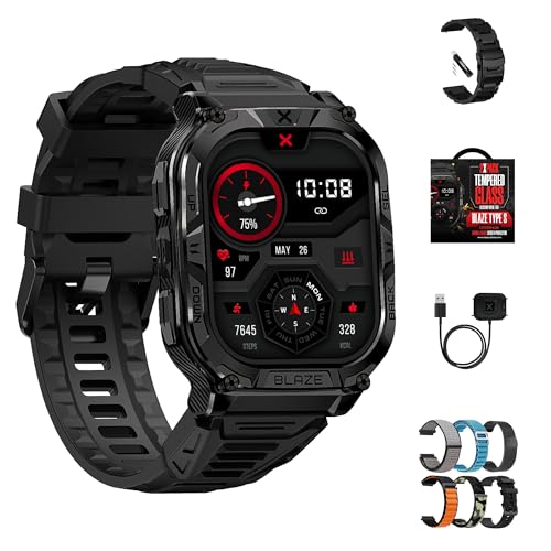Image of CARBINOX Blaze Smart Watch with GPS (Sport Mode), Fitness Tracker Waterproof IP69K, Compatible with Android and iOS, 170+ Sports Modes, Make /Receive Calls (Square Ultimate Pack)