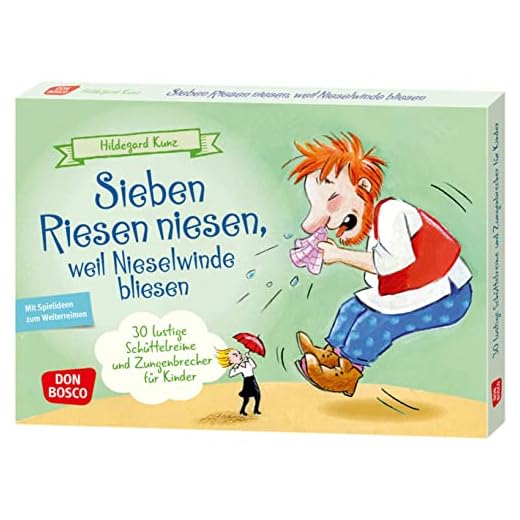 Schwimmen im Aquarium lauter gleiche Fische rum?: Denk- und Legespiele zur visuellen Wahrnehmung. Für Kinder von 3 bis 6. Kartenset mit 30 Karten und Begleitheft. (Denk- und Legespiele für Kinder) 6 Sieben Riesen niesen, weil Nieselwinde bliesen: 30 lustige Schüttelreime und Zungenbrecher für Kinder. Sprachförderung mit Spaß für Kita & Schule. ... Ideen für Kindergruppen auf DIN-A5-Karten)
