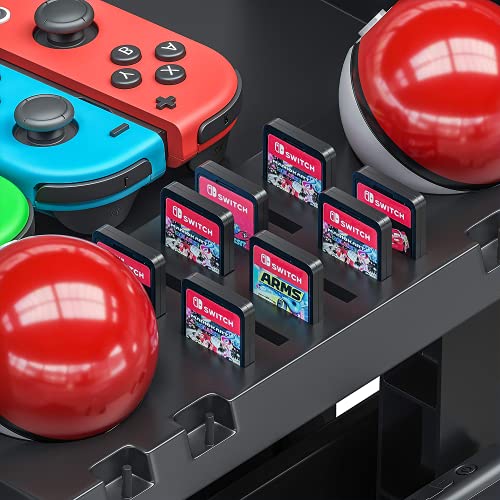 Storage Stand for Nintendo Switch, Game Storage Tower for Nintendo Switch Accessories Console, Dock, Pro Controller, Joy con, Game Card, Poke Ball, Switch Tower Holder Backet (Black)