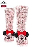 Disney Kuschelsocken Damen Teenager mit 3D-Ohren Größe 35–41, Flauschig Rutschfest ABS Stoppersocken, Geschenke für Frauen (Rosa Minnie)
