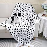 Soft Plush Throw Blanket with Polka Dots, Luxury Faux Fur,Doule Side, Multiple Colors Available,Gift for Women (White and Black, Twin(63' x 79'))