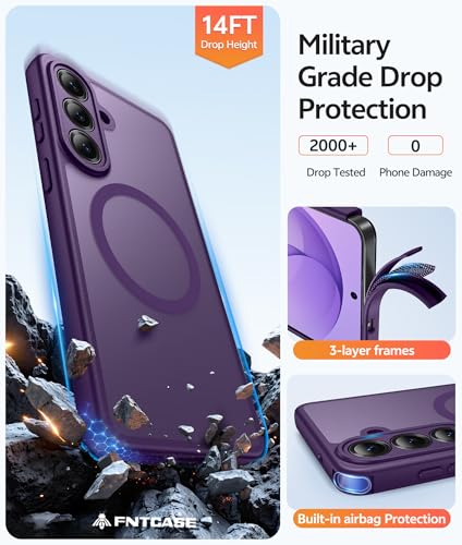 Image of FNTCASE for Samsung Galaxy S26+ Plus Case: [Fit for Magsafe] [Full Camera Protection + Screen Protector] Translucent Matte Military Grade - Shockproof Protective Phone Cover for S26 Plus - Deep Purple