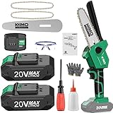 2926円お得！KIMO チェーンソー 充電式 電動チェーンソー 6インチ 2.0Ahバッテリ一2個搭載 有効切り長さ160mm 強力な効率的な切断 ブラシレスモーター 電動ノコギリ 電気チェーンソー 小型チェーンソー 保護バッフル 安全ロック 軽量1.35kg LEDバッテリー残量表示 工具無しでチェーン交換可 片手 木工切断 枝切り 園芸設備 庭木の剪定 竹を切る モデルQM-9511B