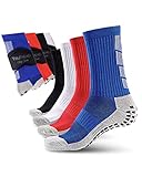 TruTread Non Slip Soccer Socks Mens | 4 Pairs | Non Skid Grip | Football Basketball Sport