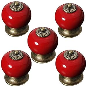 Voarge ZHW-DE-372 Keramik-Knöpfe Rot 5er-Set