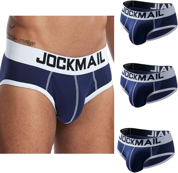 JOCKMAIL 3 Pack Mens Cotton Briefs Low Rise Breathable Men Briefs Underwear Stretch Support Soft Fit
