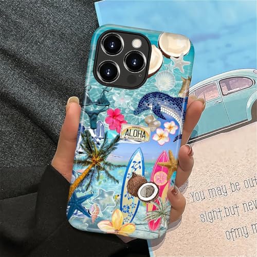 MQJCYB Case for iPhone 16 Pro Max, Hybrid Heavy Duty 2 in 1 Full Body Rugged Shockproof Protection Glossy Case for iPhone 16 Pro Max - Coconut Ocean Inspired Style by MQJCYB - Used condition - Image 5