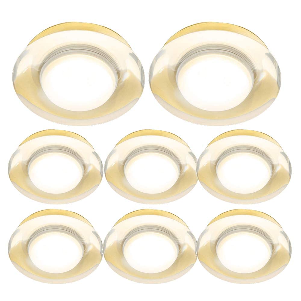 Lot de 8 Spots encastrés Modernes et épurés en cuivre et Cristal, Disponibles en Versions LED 3000K, 4000K et 6000K (en Option) et 25 mm de Hauteur. Éclairage LED Ultra,3w-6000K