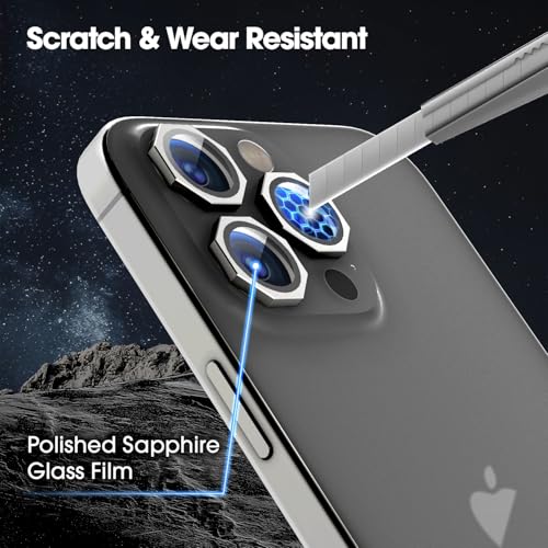 Image of GadgetBite Snaptra Octagon Lens Protector Compatible With iPhone 15 Pro & iPhone 15 Pro Max - 9H Tempered Glass Camera Cover with Metal Ring, Scratch-Resistant,Camera Lens Protection - Black