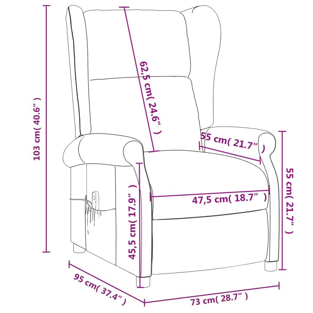 Sillón con orejeras eléctrico con función reclinable, color marrón oscuro, tapizado con reposabrazos y núcleo de muelles, sillón relax para salón y rincón de lectura, función giratoria y gran