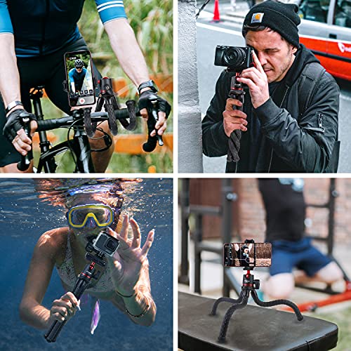 Phone Tripod, Coman Flexible Camera Tripod, Hidden Phone Tripod Mount With Cold Shoe, Waterproof Tripod Stand For Gopro, Portable Travel Tripod For Live Streaming Vlog Video (Black) #TOP1