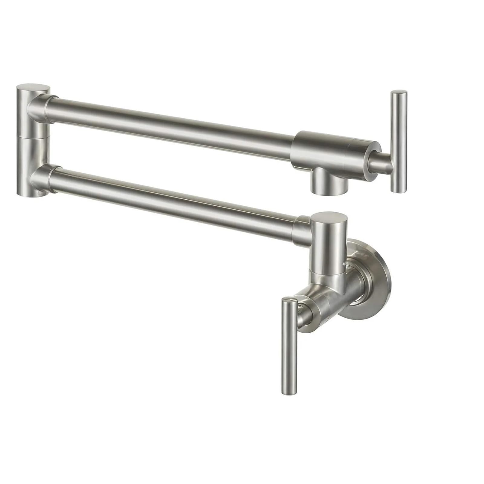 ZQFHSX Pot Filler Double Joint Spout Folding Stretchable Swing Arm Wall Black Kitchen Faucet Single Hole Two Handle DIY Renovation(Brushed Nickel)