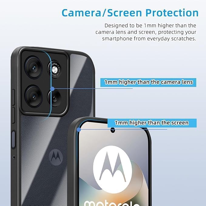 Image of VONZEE Clear Back Case Cover for Moto G67 Power 5G | Shockproof Design | Hard Back Cover Case for Moto G67 Power 5G (PC & TPU, Black)