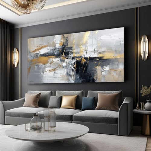 Toile paysage doré LSYALUCK haut de gamme textures blanches 40x80