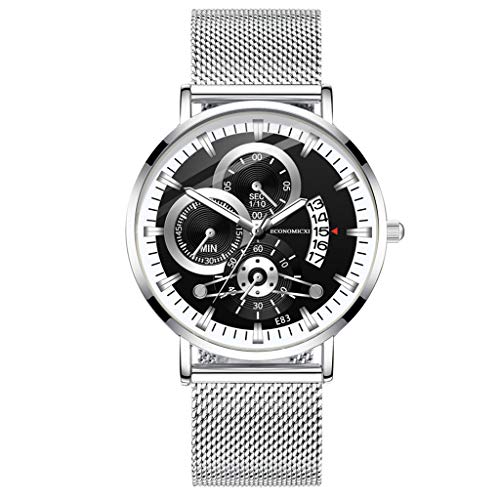 Preisvergleich Produktbild Anglewolf Herren Armbanduhr Mode Uhr Legierung Business Quarzuhr Armband Chronograph Analogue Quartz Zifferblatt Mit Edelstahl Quarz Uhren MäNner Freizeit Armbanduhren Edelstahl Quarzuhr Watch