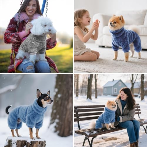 Pyjamas en velours pour chien Idepet : grenouillère pelucheuse de taille S