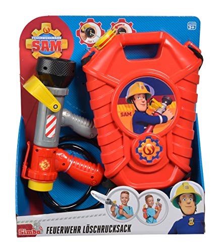 Simba 109252293 - Feuerwehrmann Sam Feuerwehr Tankrucksack, mit einfach oder Mehrfachstrahl, Tankvolumen: 1800ml, Reichweite: 10m, für Kinder ab 3 Jahren