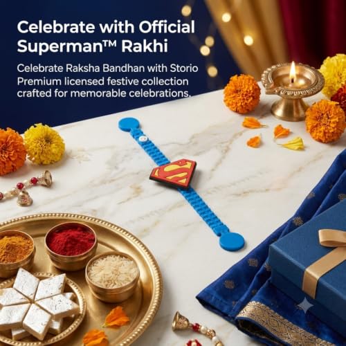 Image of Storio Superman S-Shield Silicone Band Rakhi | Officially Licensed | Rakhi for Boys, Bhaiya, Bhai | Raksha Bandhan Gift