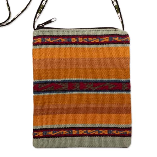 NOVICA Artisan Handmade 100% Alpaca Shoulder Bag Sunrise Striped Wool Handbags Multicolor Slings Patterned Peru Inca ' Inca Sunrise'2