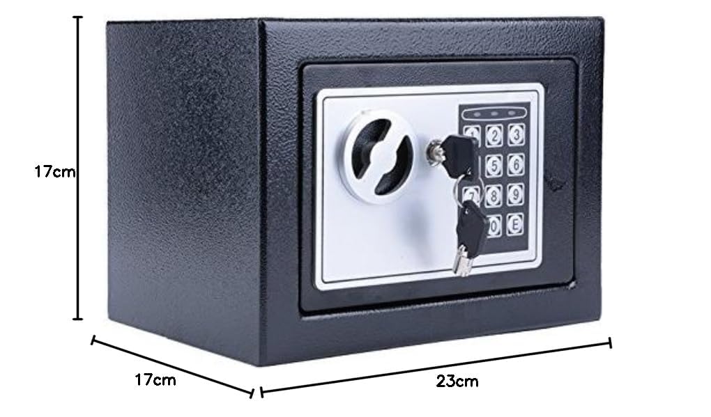Cassaforte elettronica 6,65 l – Cassaforte di sicurezza con codice digitale 3 – 8 cifre, fissaggio a parete, per oggetti di valore, casa, ufficio, hotel